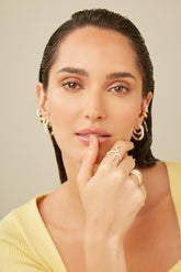 Snake Silver Joy Ring, Yellow Gold Plating, Natural White Topaz + Give Magic Gift